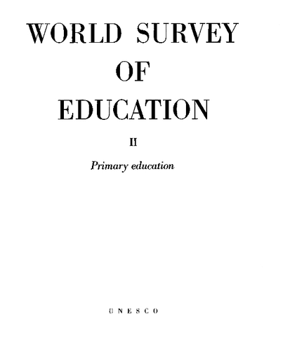 World survey of education, v.2: Primary education