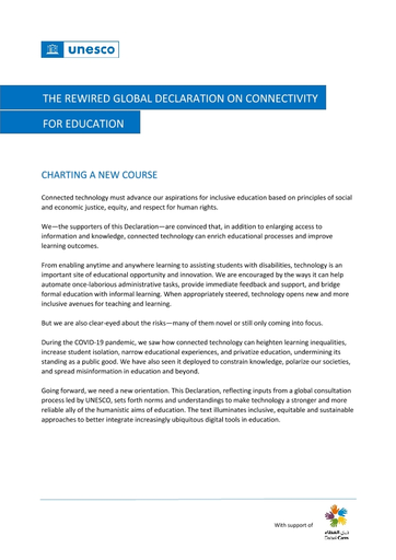 the rewired global declaration on connectivity for education