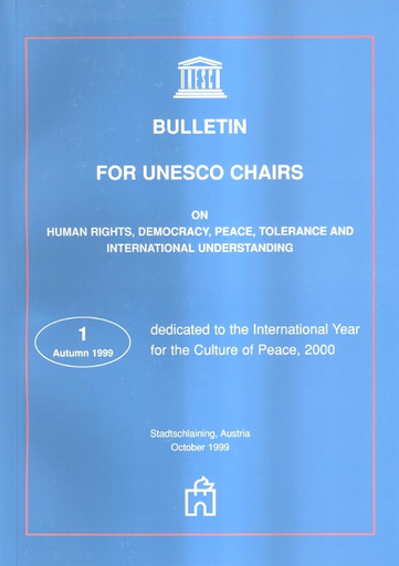 Bulletin for UNESCO Chairs on human rights, democracy, peace, tolerance and  international understanding