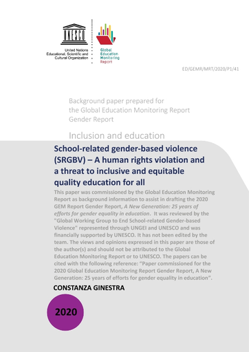 School-related gender-based violence (SRGBV): a human rights violation and  a threat to inclusive and equitable quality education for all