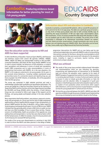 Sex Tre Em Campuchia - EDUCAIDS country snapshot, Cambodia: producing evidence-based information  for better planning for most at risk young people