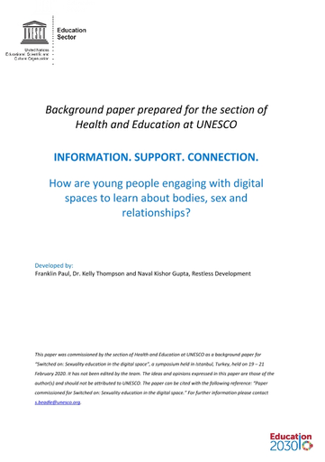 Information.Support.Connection: How are young people engaging with digital  spaces to learn about bodies, sex and relationships?
