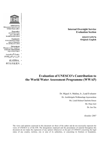 Evaluation of UNESCO's contribution to the World Water Assessment Programme  (WWAP)