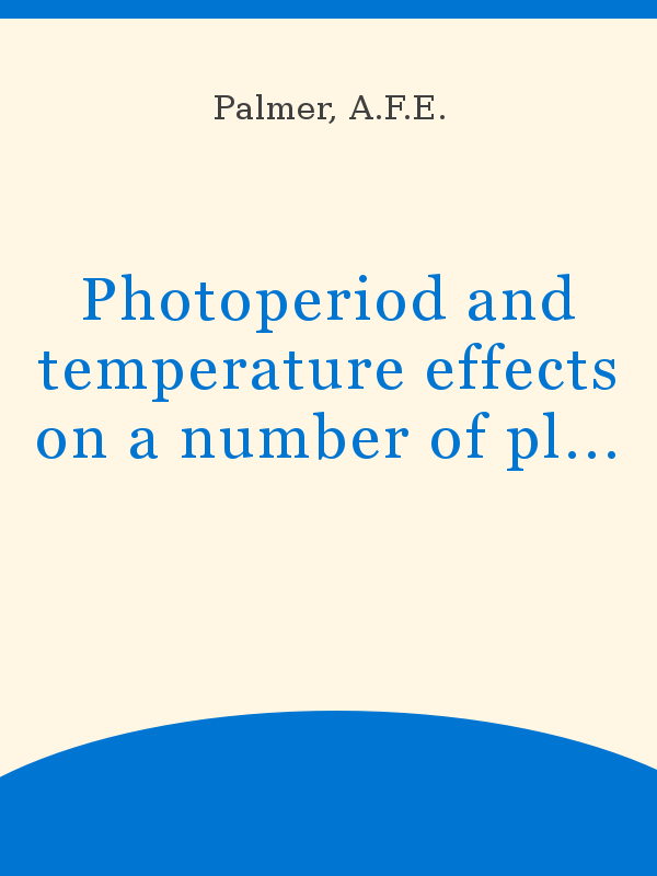 Photoperiod and temperature effects on a number of plant characters in  several races of maize grown in the field