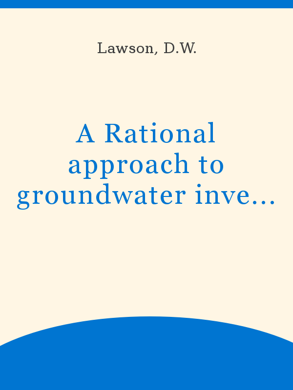 A Rational approach to groundwater investigations in representative basins