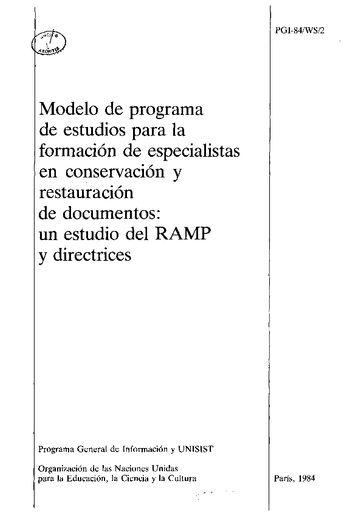 Modelo de programa de estudios para la formación de especialistas en  conservación y restauración de documentos: un estudio de RAMP y directrices