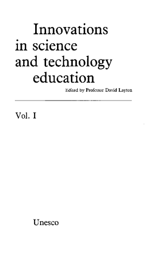Innovations In Science And Technology Education V 1 Unesco