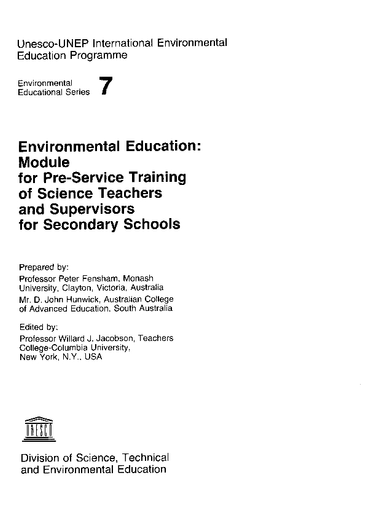 Térmico Tormento especificación Environmental education: module for pre-service training of science  teachers and supervisors for secondary schools