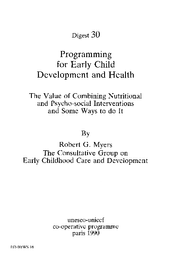 Programming For Early Child Development And Health The Value Of