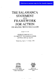 The Salamanca Statement And Framework For Action On Special Needs