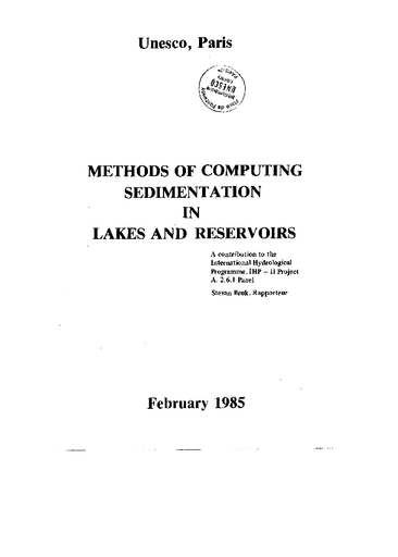 https://unesdoc.unesco.org/in/rest/Thumb/image?id=p%3A%3Ausmarcdef_0000112133&author=Bruk%2C+Stevan&title=Methods+of+computing+sedimentation+in+lakes+and+reservoirs&year=1985&TypeOfDocument=UnescoPhysicalDocument&mat=PGD&ct=true&size=512&isPhysical=1