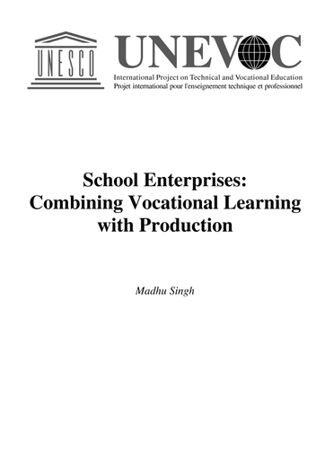 School enterprises: combining vocational learning with production