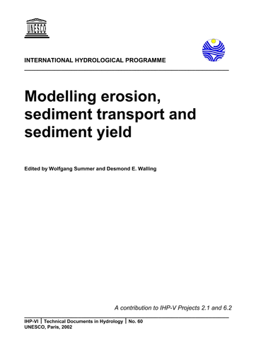 Modelling erosion, sediment transport and sediment yield