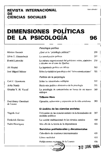Dimensiones políticas de la psicología: procesos de socialización e  identidades