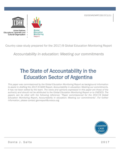 The State Of Accountability In The Education Sector Of Argentina