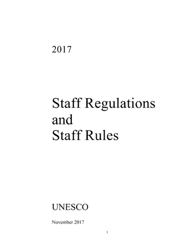 Staff Regulations And Staff Rules 2017 Unesco Digital Library