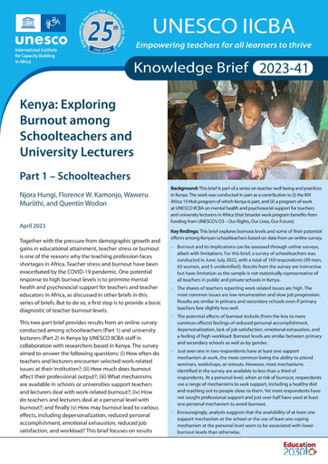 Kenya: exploring burnout among school teachers and university lecturers,  part 1: schoolteachers